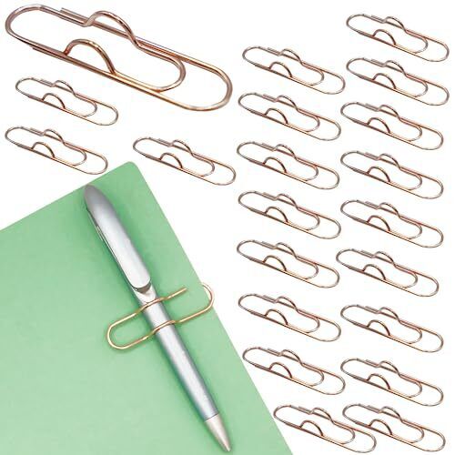 Multifunctional Pen Clips,20pcs Portable Metal Paper Clips Large Size Rose Gold - 第 1/7 張圖片