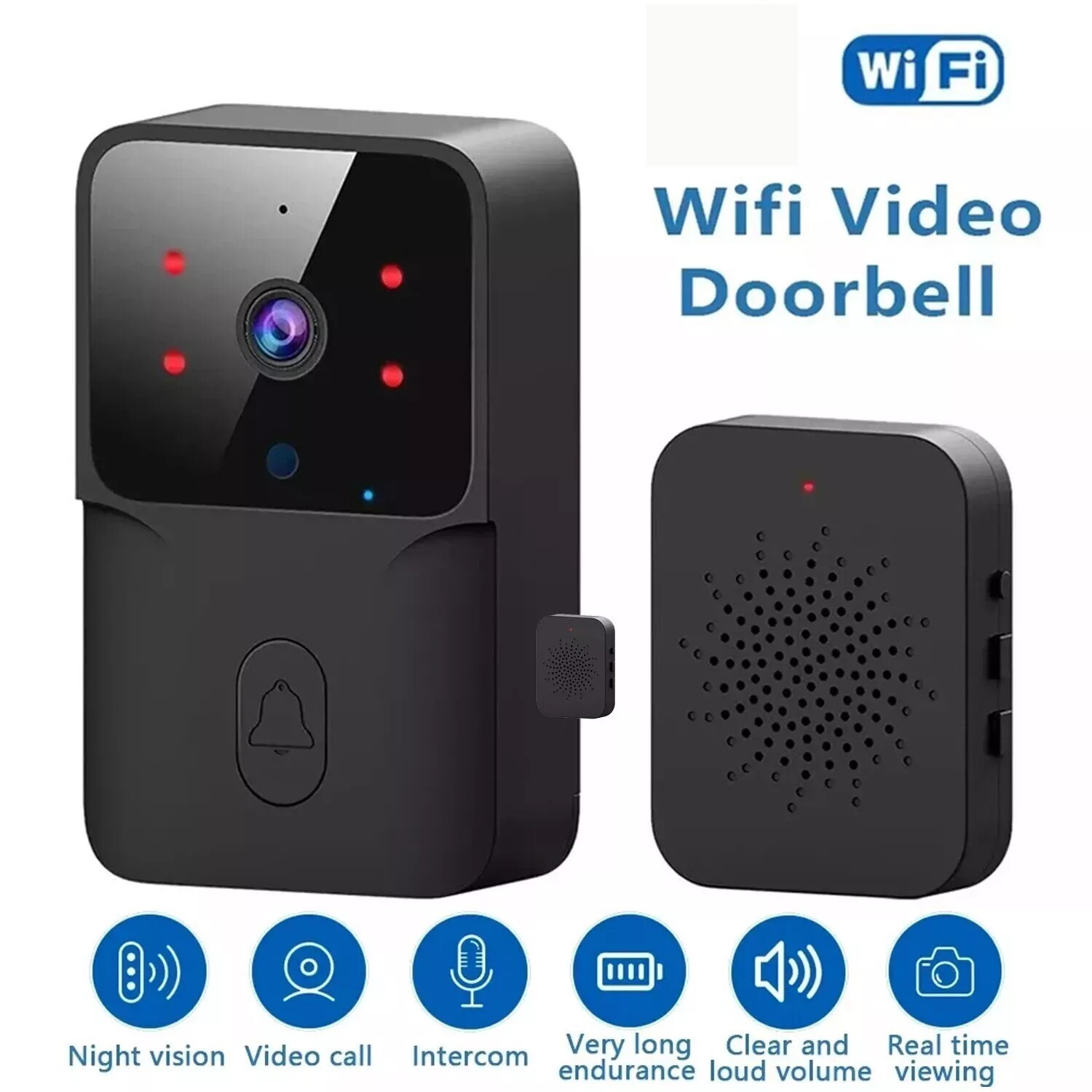 Smart Wireless WiFi Doorbell Intercom Video Camera Door Ring Bell Chime Security-image