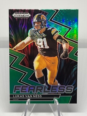 2023 Prizm Draft Picks Football Lukas Van Ness Fearless GREEN RC No. F-11
