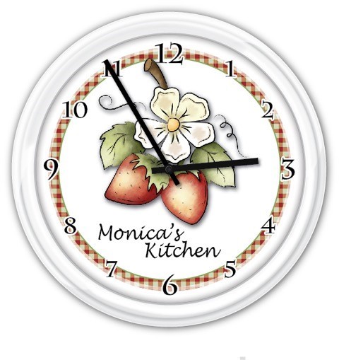 Strawberry Kitchen Personalized Wall Clock - Country Garden - GREAT GIFT