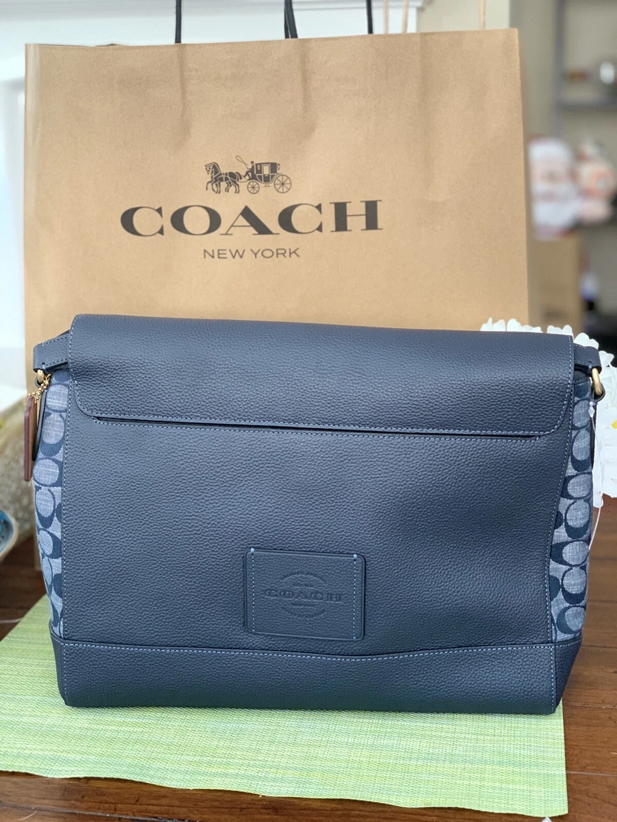 NWT Coach Hudson Messenger In Signature Chambray c8181