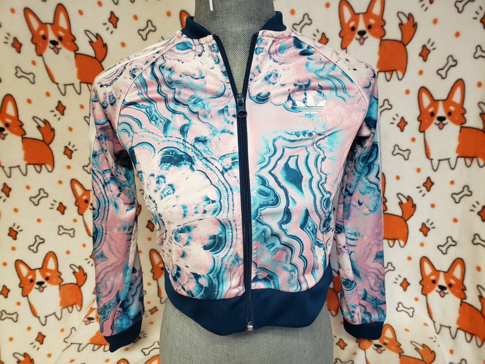 Adidas Crop Jacket Pink Blue White 3 