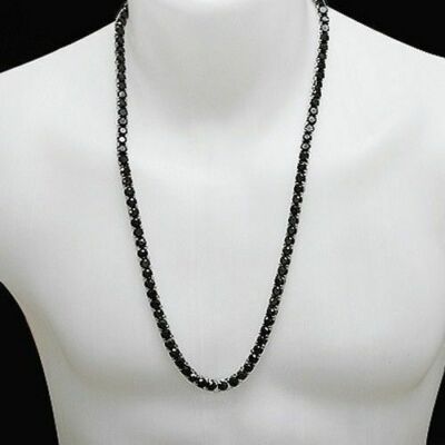 Black Diamond Tennis Chain Necklace 4 mm 22 Inches Quality AAA Certified !