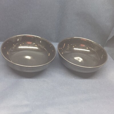 Vintage 2004, The Cellar Stoneware Black ''Naturaware'' Set/2 Soup/Cereal Bowls 