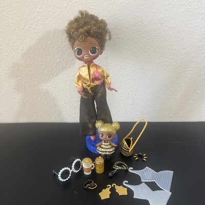 OMG  lol Royal Bee Fashion Doll Black Gold With Stand And Accessories Little Bee
