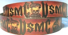 USMC MARINES DEATH BEFORE DISHONOR MILITARY GENUINE COWHIDE LEATHER BELT USA 