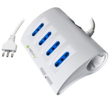 Techly Multipresa da Tavolo 4 prese Italiane Bipasso 2 Schuko e 2 USB Bianca