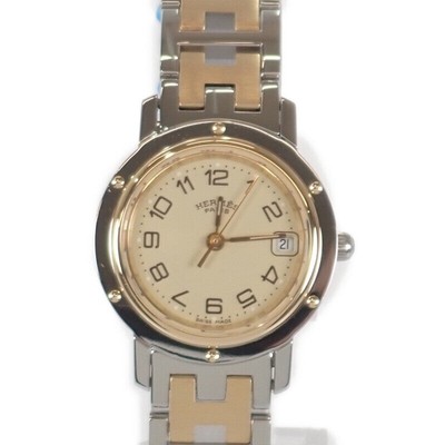 HERMES Clipper Watch Stainless Steel GP Quartz Ivory Dial  display picture 2