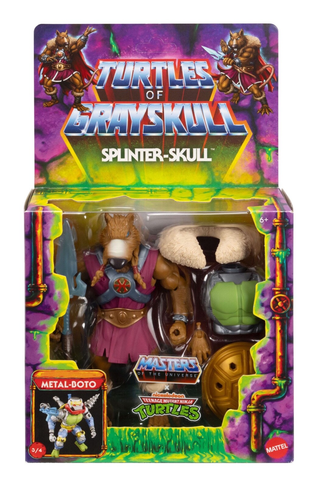 MOTU TMNT Turtles of Grayskull Splinter-Skull Deluxe Figure 14cm Mattel