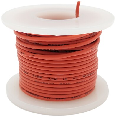 25 Feet Orange 22 Gauge Solid Hook-Up Wire, Tinned Copper, PVC Insulation