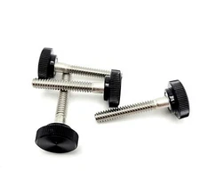 10-24 x 1 1/4" Knurled Thumb Screw Bolts Black Round Clamping Knob #10