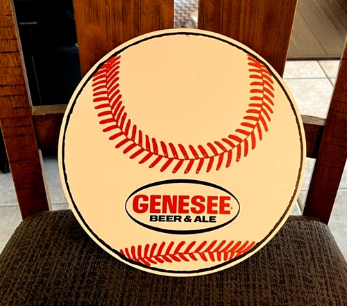 VINTAGE GENESEE BEER & ALE BASEBALL CARDBOARD SIGN GENESEE BREWING ROCHESTER NY