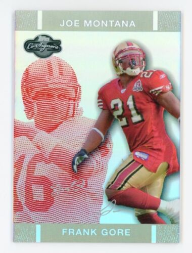 2007 Topps Co-Signers Red Changing Faces Silver Frank Gore/Joe Montana /150 - Afbeelding 1 van 2