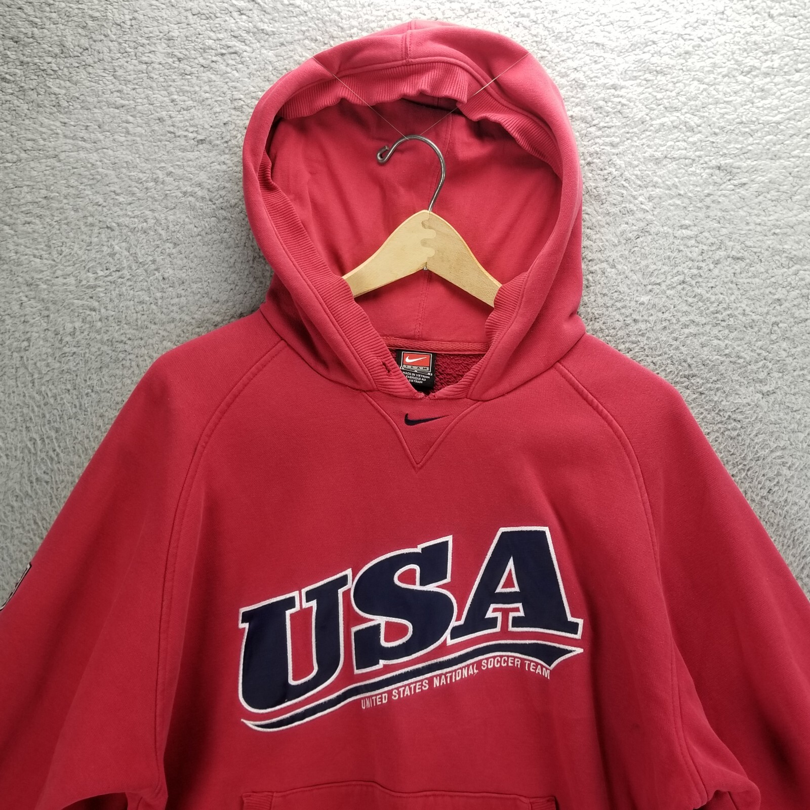Vintage Nike Center Swoosh USA Soccer Hoodie Red Olym… Gem