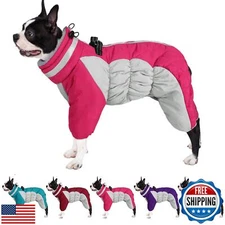 AOFITEE Warm Puffer Jacket for Winter - Windproof Dog Coat With Built-in Harn