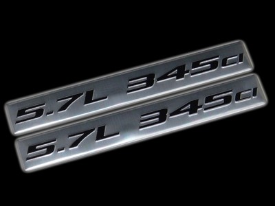 2 5.7 345CI HEMI ENGINE MOTOR  ALUMINUM EMBLEMS BLACK SILVER FOR CHRYSLER DODGE