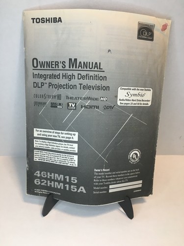 Toshiba 46 HM 15, 62 HM15A DLP Projection TV  Owner's Manual ONLY