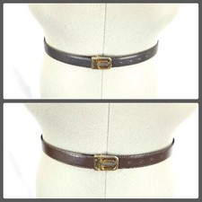Vintage Belt 36 Black Brown Reversible Leather Gold Buckle USA Italy Office Work