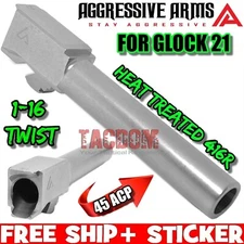 AGGRESSIVE ARMS 416R MATTE STAINLESS STEEL MATCH Barrel For GL0CK 21 45ACP g21