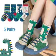 5 Pairs Kids Boys Girls Cotton Plush Thick Warm Breathable Soft Dinosaur Socks