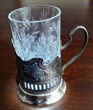 Crystal Granyoniy Tea Glass with Podstakannik, Hot/Cold Beverage Glass with Meta