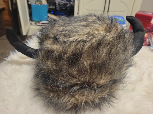 Buffalo Furry Bison Hat With Horns 