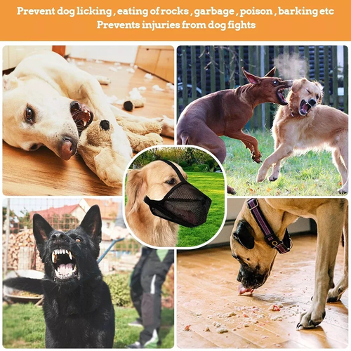Adjustable Mesh Pet Dog Muzzle Mask Mouth Cover No Bite Strap Mouth Cover OZ - Picture 4 of 13