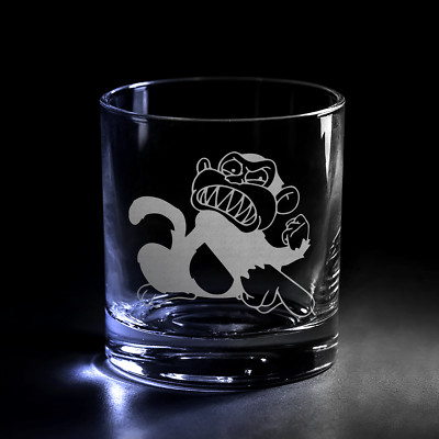 EVIL MONKEY Laser Engraved 11oz Whiskey Glass | Family Guy Gift Idea
