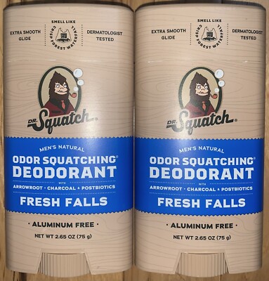 New! Dr. Squatch FRESH FALLS Deodorant 2-Pack~Free Shipping!