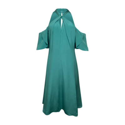 $420 Kobi Halperin Women's Green Avril Cold Shoulder Silk Cocktail Dress  Size 4