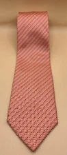 Geoffrey Beene Salmon Color Polka Dot Pattern Men’s Silk Necktie Tie EUC