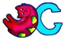 letter c cat fabric applique iron on silly not embroidered 3 inch USA made