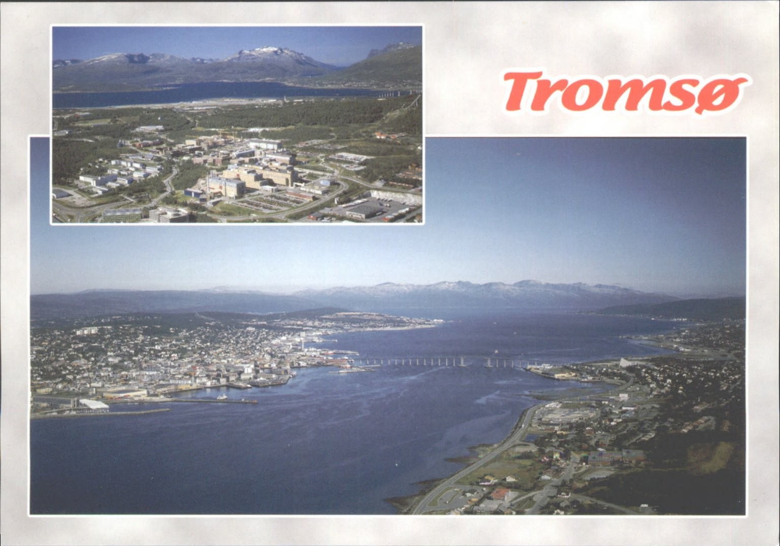 Tromsø Norway Aerial Cityscape Postcard TO-FOTO University Bridge Mountains