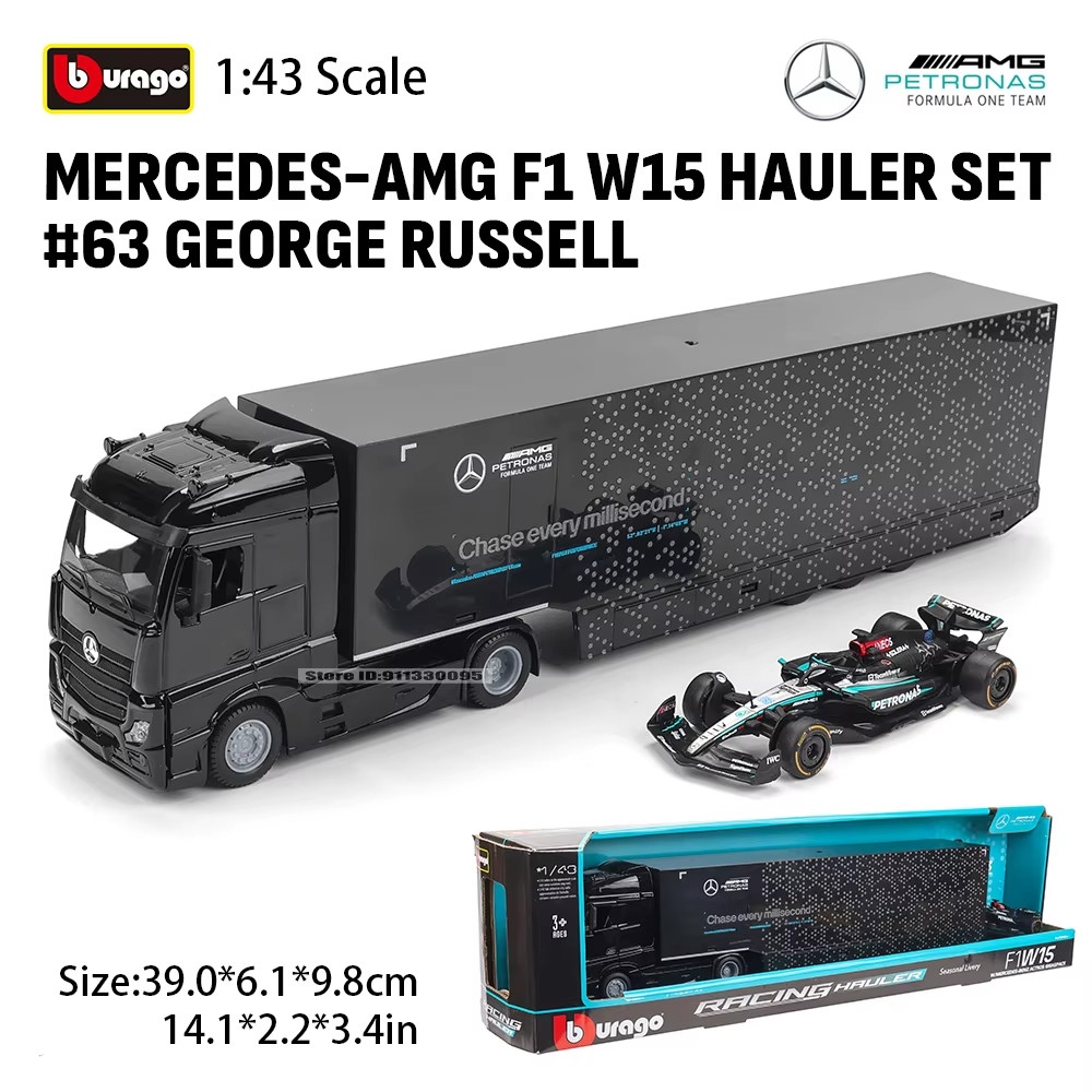 Idée cadeau F1 coffret camion Ferrari SF24 1:43 avec Mercedes W15 pour fan de Charles Leclerc