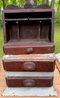 Antique 1900 Tramp/Folk Art Wooden Spice Trinket Box Carved 3 Drawer Painted — photo 3