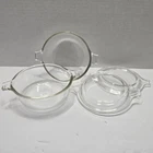 2 Vintage PYREX #018 Clear Glass 10 oz Casserole Bowl With Pyrex Lid 680-C -USA