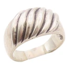 925 Sterling Silver Vintage Ring Modernist Wavy Ribbed Dome Band  Sz 6  RG36314