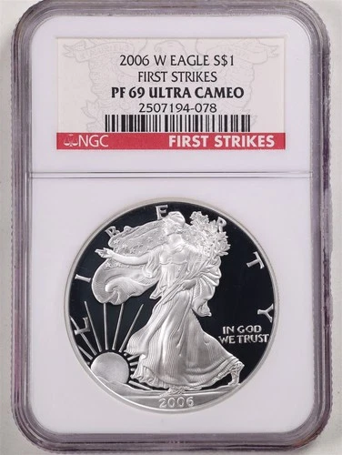2006-W 1oz Proof Silver American Eagle PF69UCAM NGC 2507194-078 First Strike