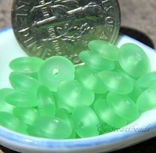 Coin Disk Beads, 6mm, Peridot Green w/Frosted Finish, Czech Spacer Bead, 50 Pcs
