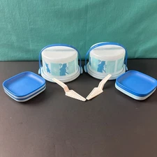 Tupperware Frozen Mini Cake Taker and Cariolier w Cake Server & Mini Plates Set