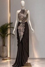 Ready-to-Wear Designer Saree for Adults Bollywood Party and Indian Pakistani Wed
