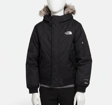 The North Face Kids Boys Black Faux-Fur Hooded Jacket Coat Size XL 14/16