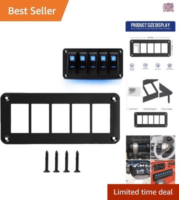 5 Gang Rocker Toggle Switch Panel Aluminum Housing Waterproof for Car RV Boat