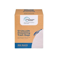 300 Count Tall Kitchen Drawstring Trash Bags, 13 Gallon, 100 Post-Consumer R...