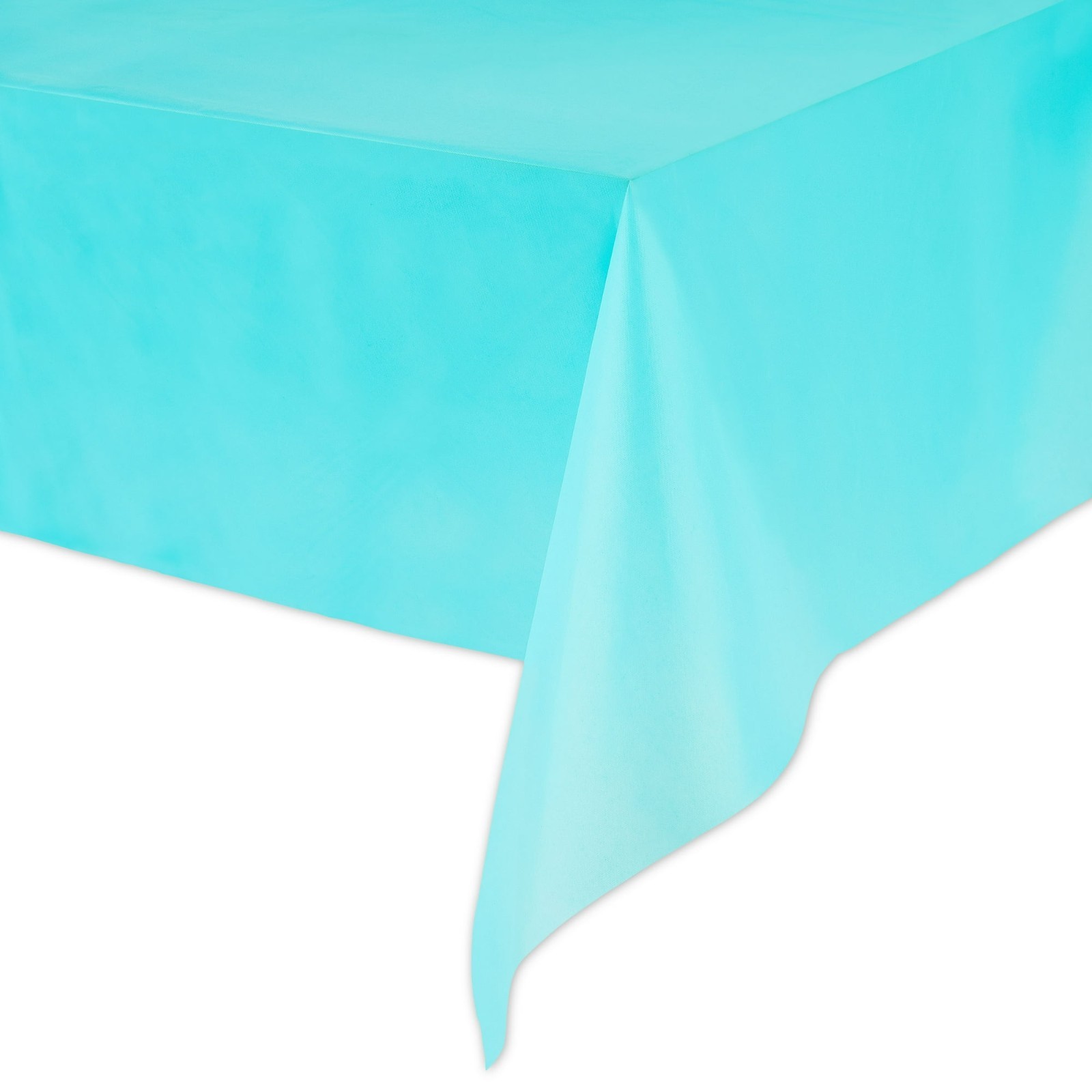 Rectangular 54" x 108" Teal Plastic Table Covers, 3 Count, b
