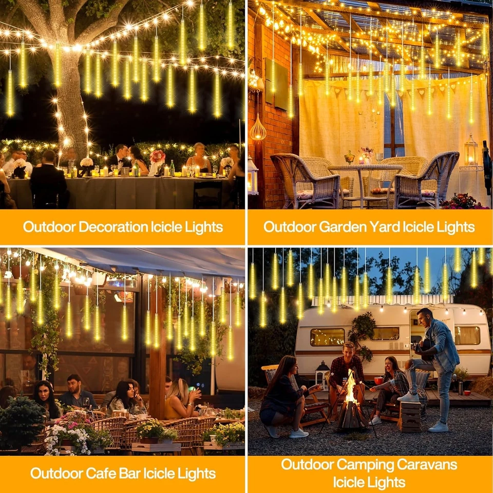 8/16/24/32Tubes LED Meteor Shower Lights Falling Rain Fairy Light Wedding Decor - Image 4 of 4