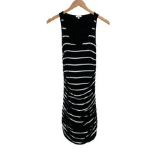 Splendid Bodycon Dress Womens XS Black White Striped Knit Rayon Wide Straps