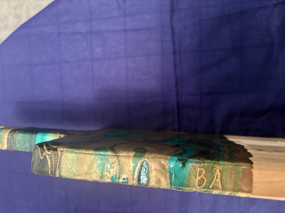 Tablero de queso grande de madera, charcutería/mantequilla de resina para servir con mango Foto 4 de 4