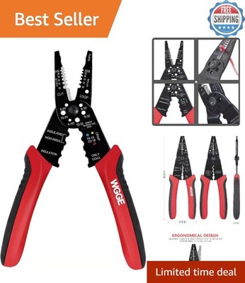 All-in-One 8-Inch High Carbon Steel Wire Stripper and Cable Crimper - Red/Black