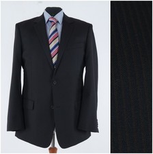Mens S.OLIVER Blazer 44R US Size Striped Black Wool Sport Coat Jacket